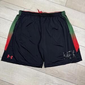 Under Armour Team Mexico Black Red Green Athletic Shorts Sz 2XL Loose Fit Soccer